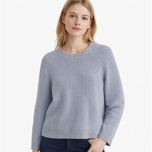 J. Crew Boxy Crewneck Sweater Womens Sz L Cotton Merino Coastal Comfy Classic